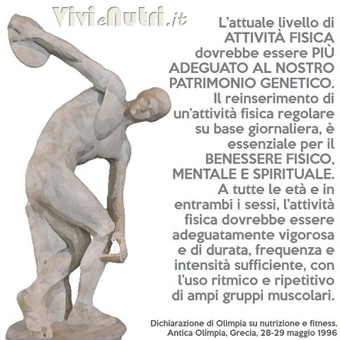 dichiarazione di Olimpia su nutrizione e fitness